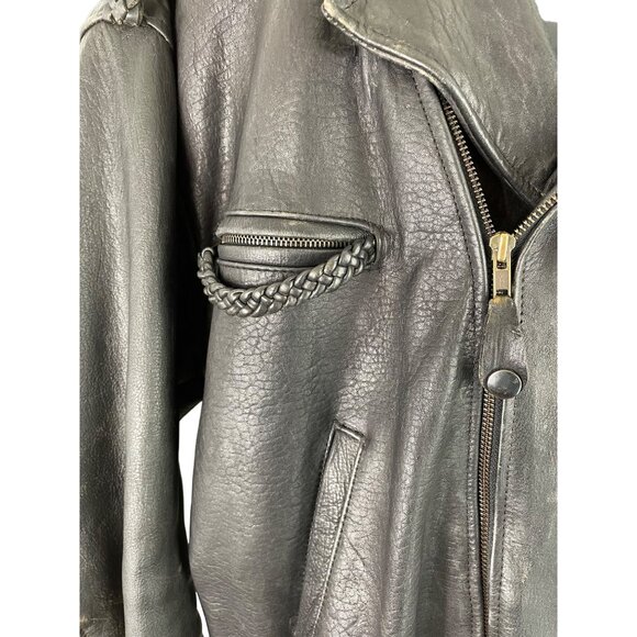 Vulcan Motorcycles Ripples Black Belted Lined Motorcycle Jacket Mens Size Large - Picture 10 of 16